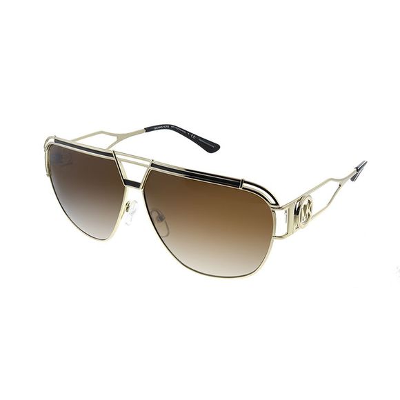 New Michael Kors Vienna MK 1102 101413 Light Gold Metal Sunglasses Brown Lens